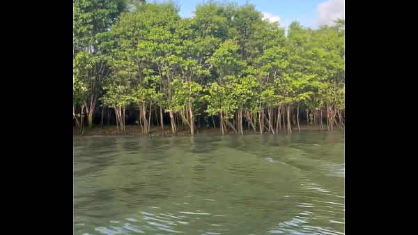 Brazilian Latina wife in bikini on boat ride
